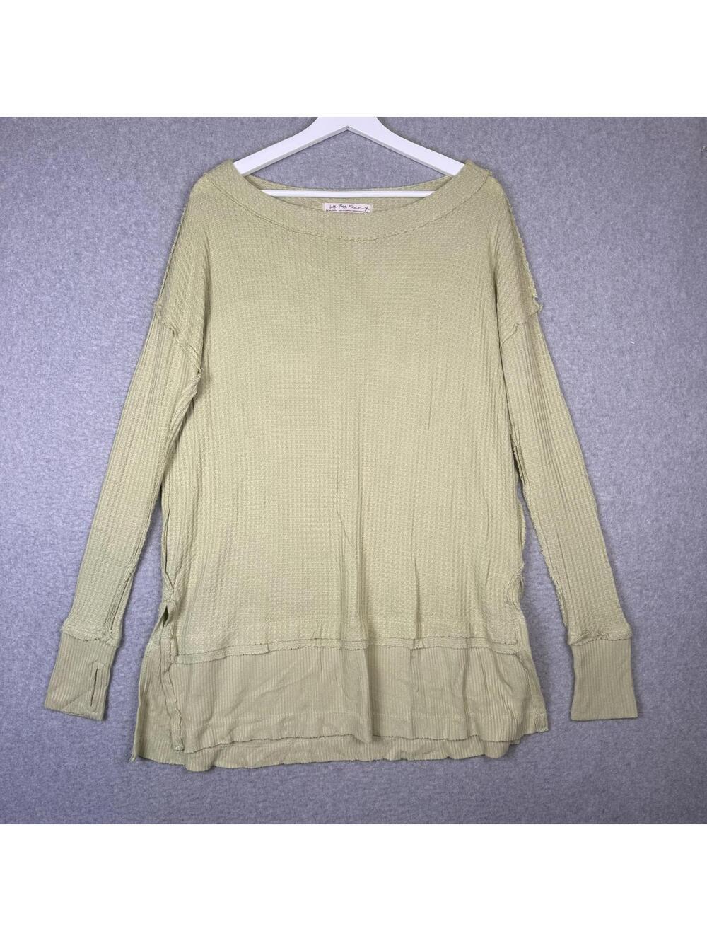 Free People We The Free Mint Green Waffle Thermal Swing Top Oversized XS